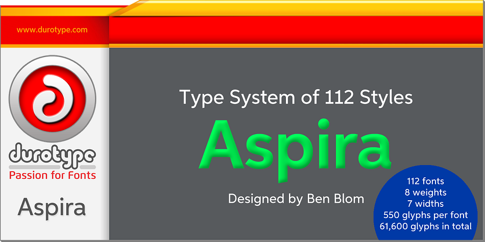 Aspira is a multi-purpose typeface.