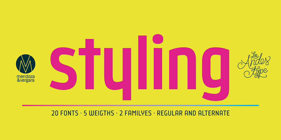 Styling is a clear and simple sans serif typeface, inspired by the aerodynamic curves and shapes of old cars and airplanes.