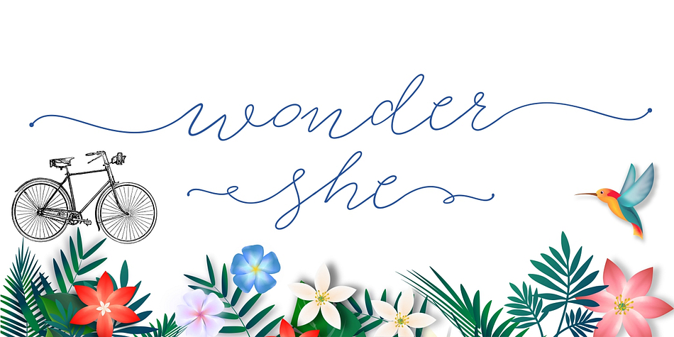 Wonder She is a hand drawn font typeface with many swashes to choose from.