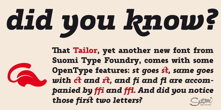 Displaying the beauty and characteristics of the Tailor font family.