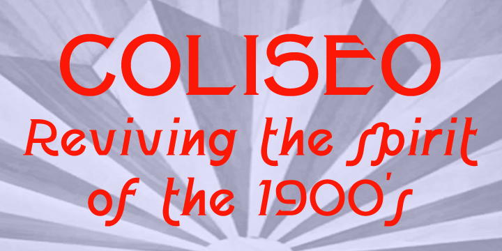 Coliseo is a lively and fun Art Nouveau inspired typeface, inspired by stone lettering seen on facade of the Coliseum Theatre in London.