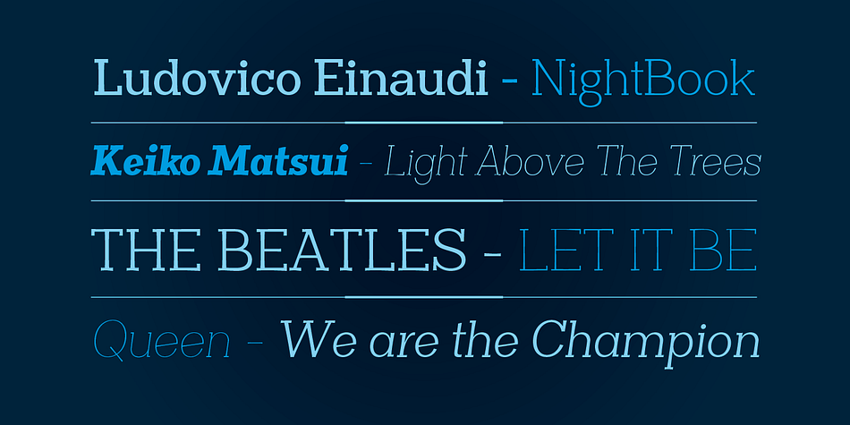Clasica Slab font family example.