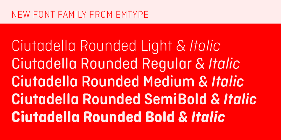 Ciutadella Rounded font family sample image.