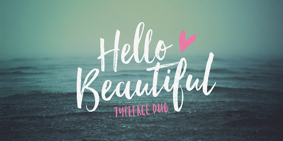 The Hello Beautiful Font Trio is a pretty textured brush font set with a rough and casual hand-written feel.