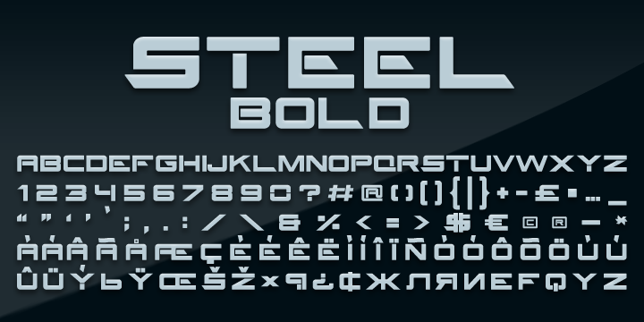 Emphasizing the favorited Steel font family.