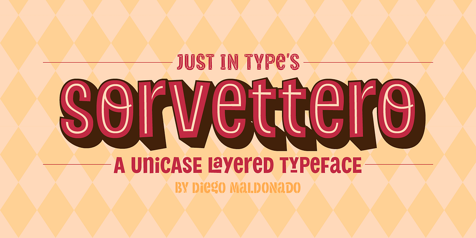Sorvettero is a sans, layered and unicase typeface inspired by some wood signs at Descansópolis, a neighborhood on Campos do Jordão, a city of Brazil.