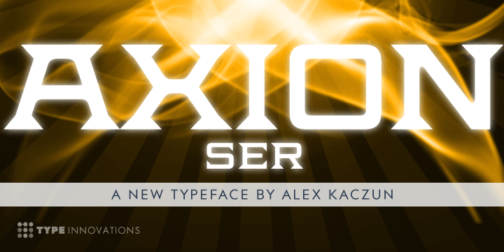 Axion SER is a futuristic, techno-looking and expressive typeface with an appearance of machined parts with sharp and rounded edges.