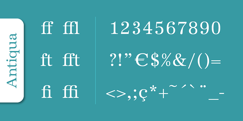 Antiqua Pro font family sample image.