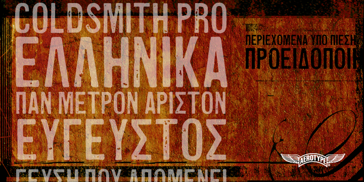 Displaying the beauty and characteristics of the Coldsmith Pro font family.