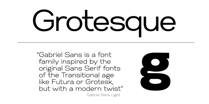 Highlighting the Gabriel Sans font family.
