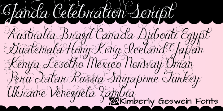 Displaying the beauty and characteristics of the Janda Celebration Script font family.