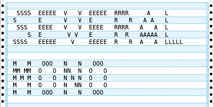 Several Mono is a monospaced 5×5 dot matrix typeface in the vein of ASCII Art, based on Bitstream Vera Sans Mono.
