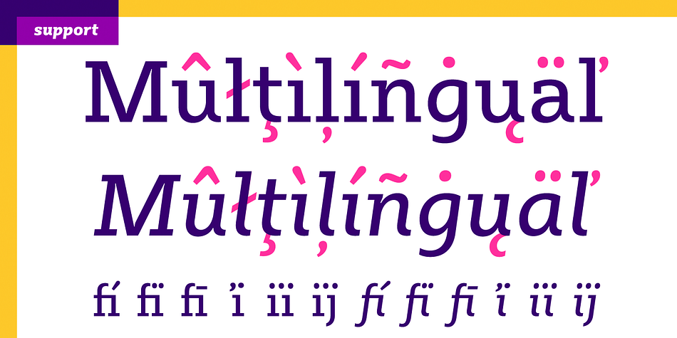 Sybilla has extensive multilingual support and specially designed Cyrillic that works harmoniously with its Latin counterparts  a perfect choice for design projects that need both writing systems running side by side.