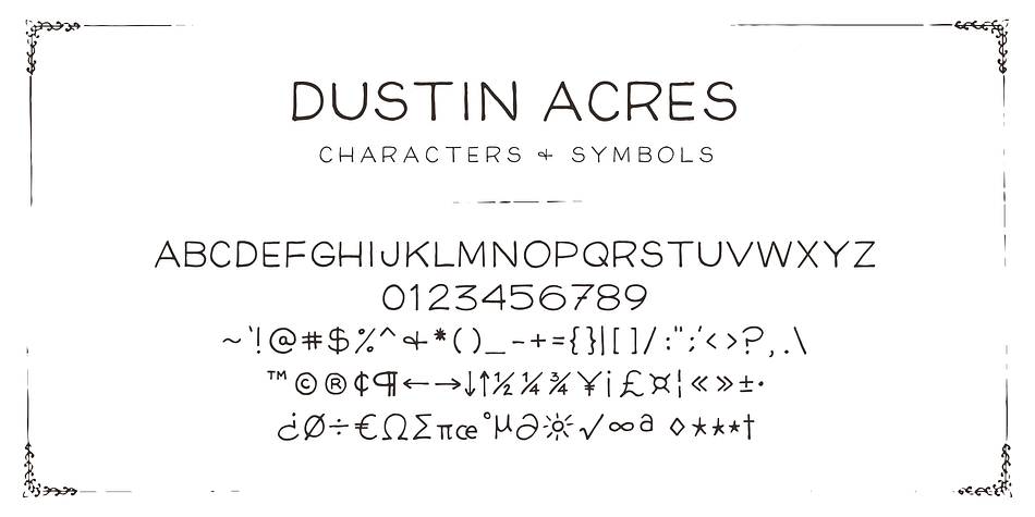 Dustin Acres font family sample image.