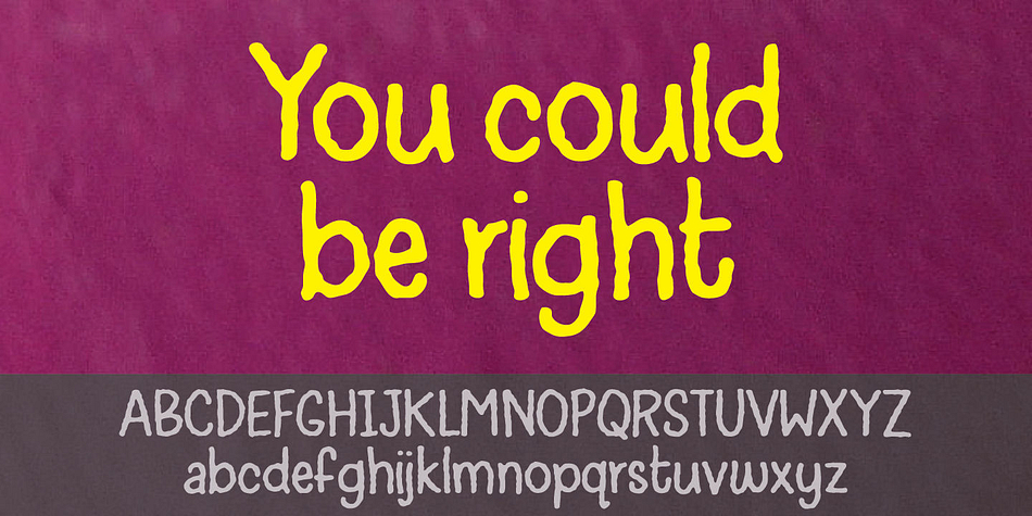 Displaying the beauty and characteristics of the You could be right font family.