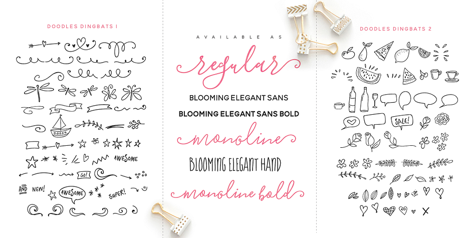 Displaying the beauty and characteristics of the Blooming Elegant font family.