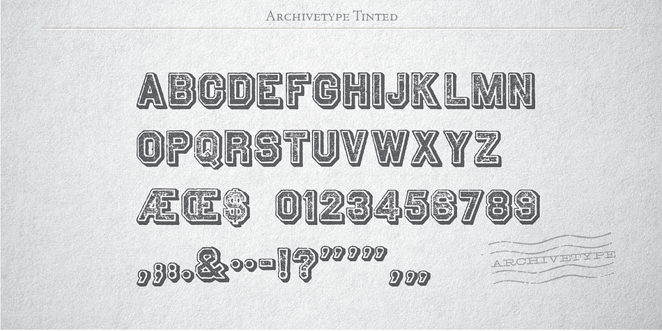 Upper case letters, lower case letters, numerals and basic punctuation.