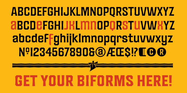 Each of the three weights comes with a unicase variation, complete with ten biforms and their corresponding composites, which can be used interchangeably with the main capitals, and a standard lowercase in the three main fonts, allowing for several options when applying the typeface.