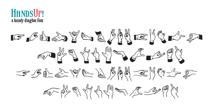 Highlighting the Hands Up font family.