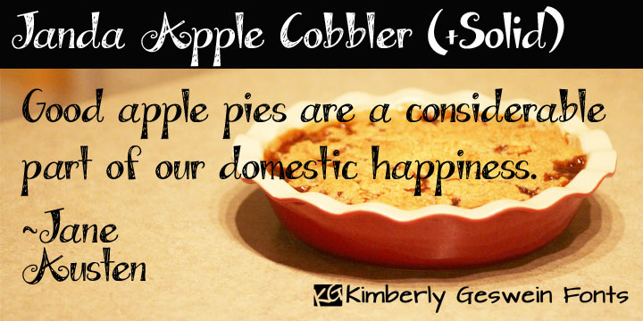Displaying the beauty and characteristics of the Janda Apple Cobbler font family.