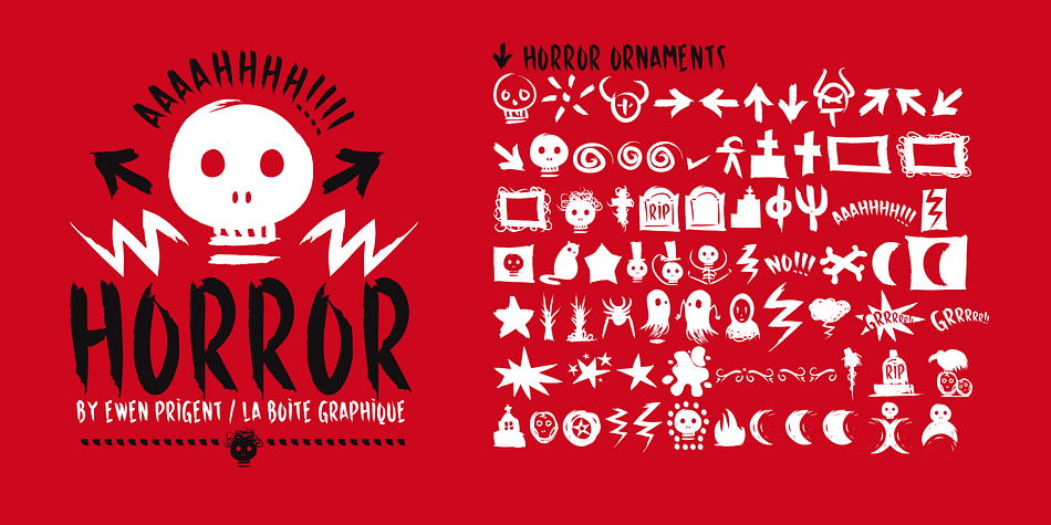 Displaying the beauty and characteristics of the Horror font family.