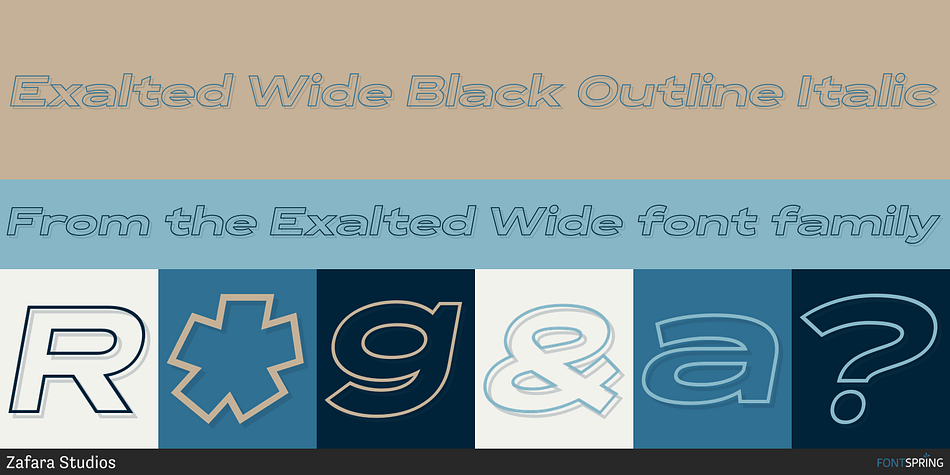 Exalted Wide Black Outline Italic Font