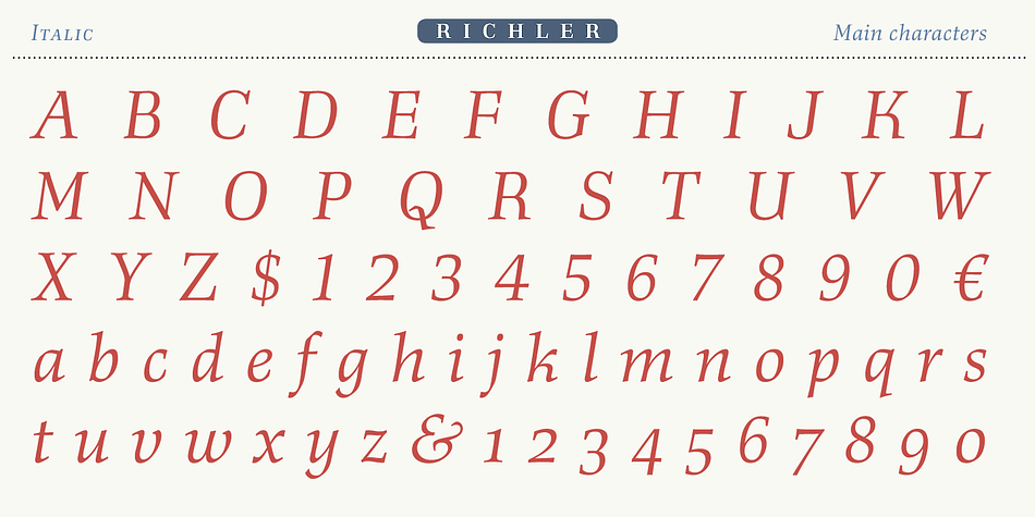 Richler PE is a ten font, serif and display serif family by Shinntype.