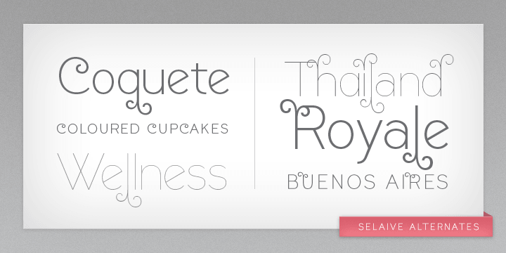 Displaying the beauty and characteristics of the Selaive font family.