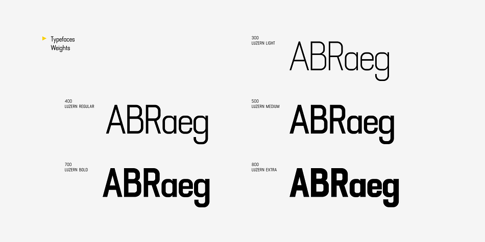 The typefaces comes with five weights, from light to extra bold, plus matching italics in each weights.