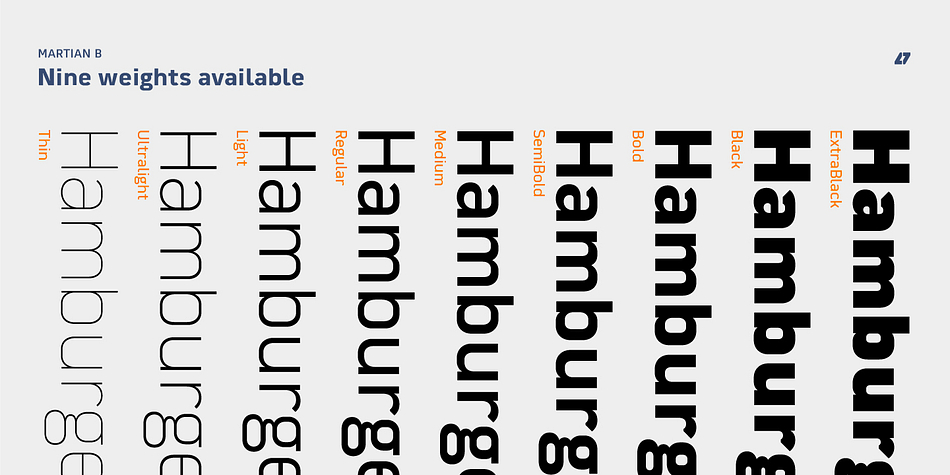 Martian B font family example.