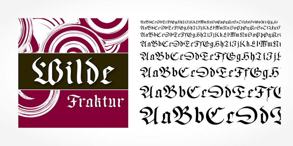 Wilde Fraktur Pro is a classic blackletter font of its epoch which inspires you to create vintage-looking designs with ease.