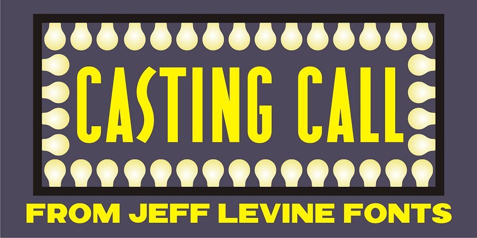 Casting Call JNL is a simple condensed sans modeled from the hand-lettered title of a piece of vintage sheet music entitled “Somebody Else is Taking My Place”; a 1940s song co-authored and made famous by bandleader Russ Morgan.