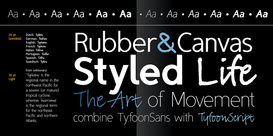 TyfoonSans font family example.