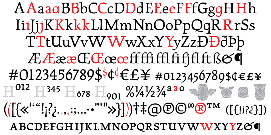 Simply enable the discretionary ligatures feature, type any unique three-digit combination using numbers between 1 and 4, and watch the magic happens.