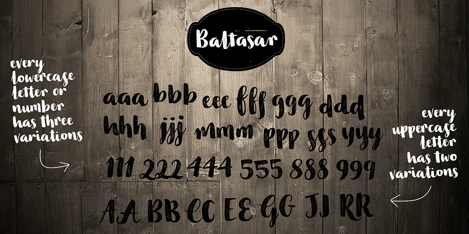 Every lowercase letter has three variations.