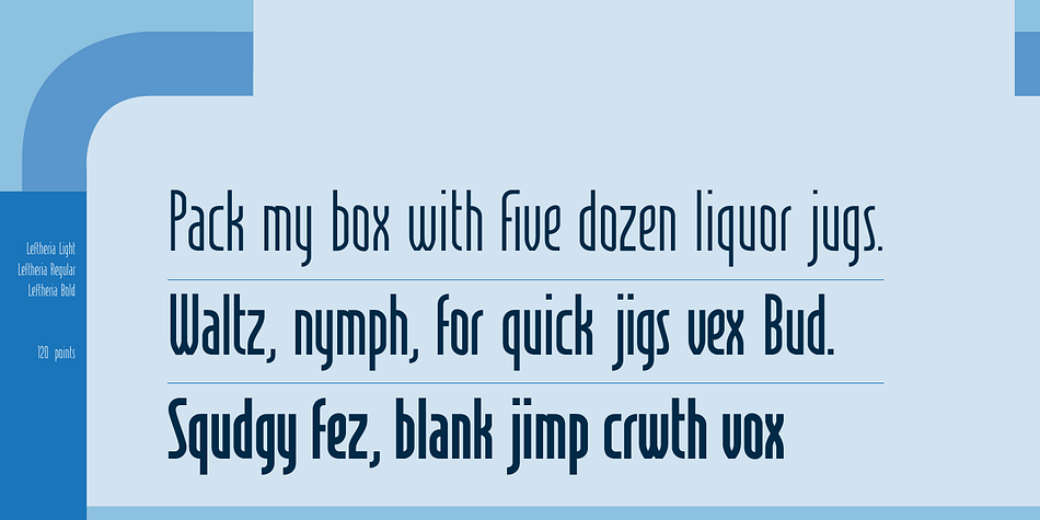 Leftheria font family sample image.