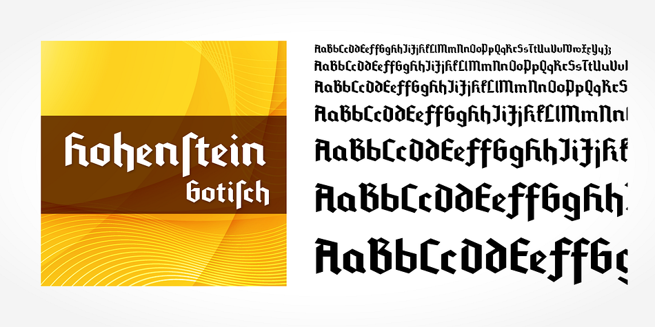 "Hohenstein Gotisch Pro" is a classic blackletter font of its epoch which inspires you to create vintage-looking designs with ease.