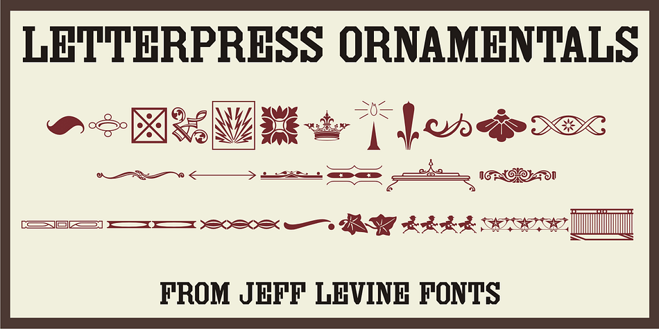 Letterpress Ornamentals JNL collects twenty-six decorative embellishments, corner pieces, borders, separators and ornaments for enhancing your print project.