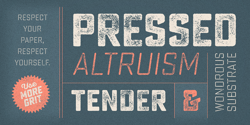 It features 8 distress levels for all letters (4 for other characters) that can be mixed to create realistic, custom typesettings.