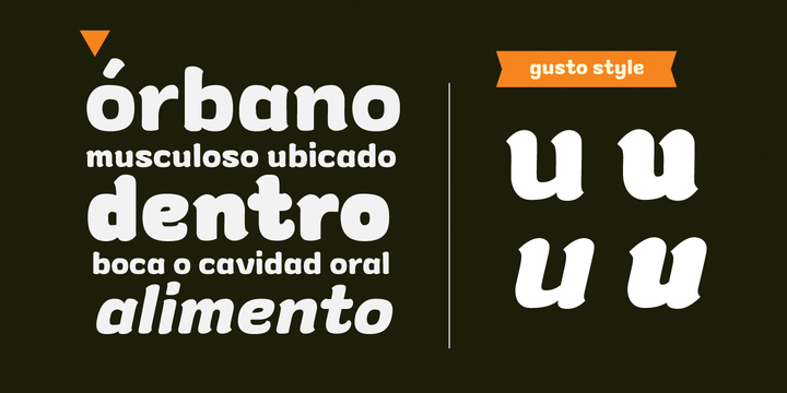 Highlighting the gusto font family.