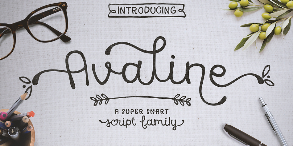 Avaline is a super smart script font that was 100% handmade.