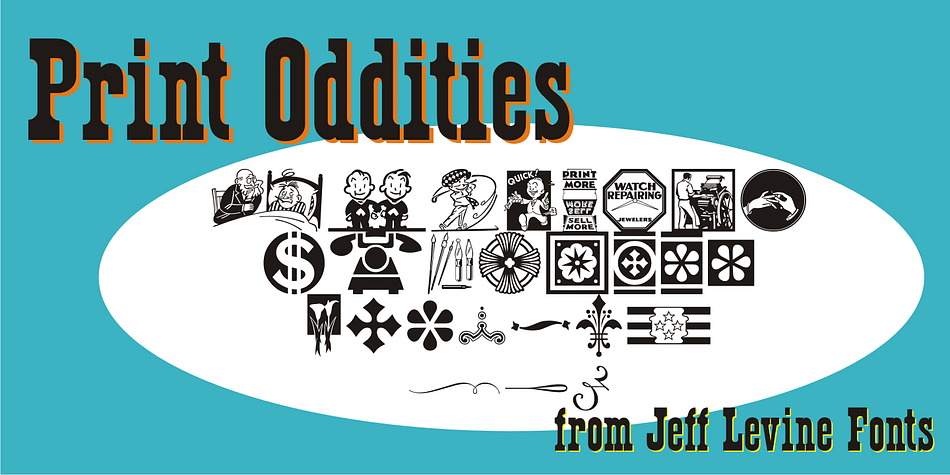 Print Oddities JNL gathers various cartoons, embellishments, spot illustrations, border elements and arrows into one nostalgic collection; all re-drawn from vintage source material.