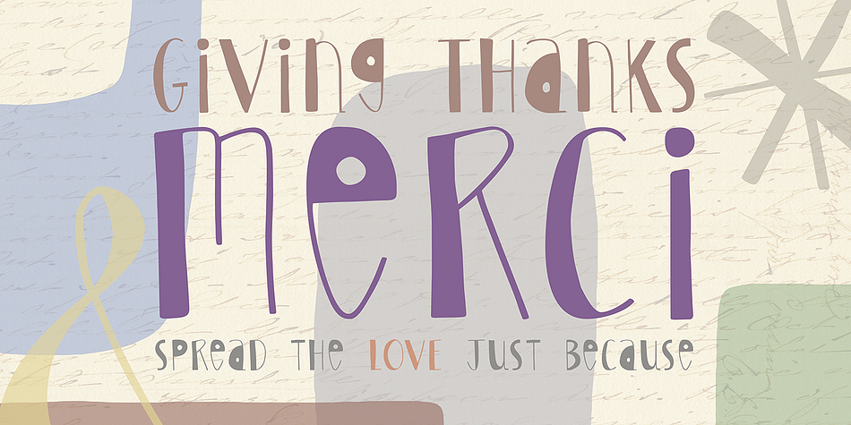 Merci font family sample image.