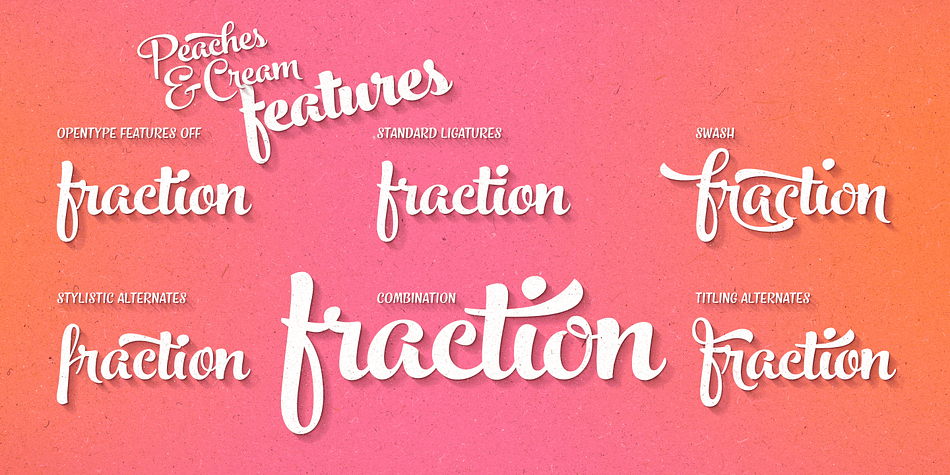 Emphasizing the favorited Peaches and Cream font family.