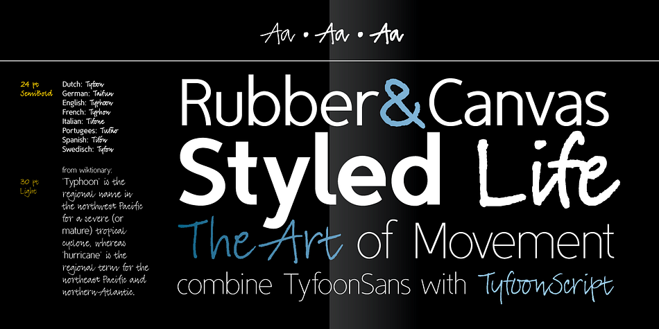 TyfoonScript font family example.