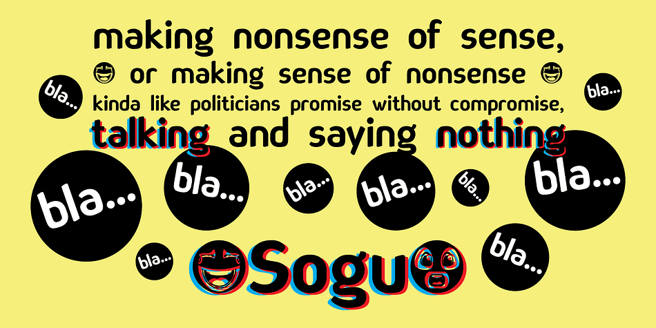 Sogu font family sample image.