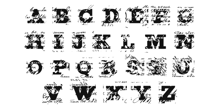Erased Figgins Brute font family sample image.