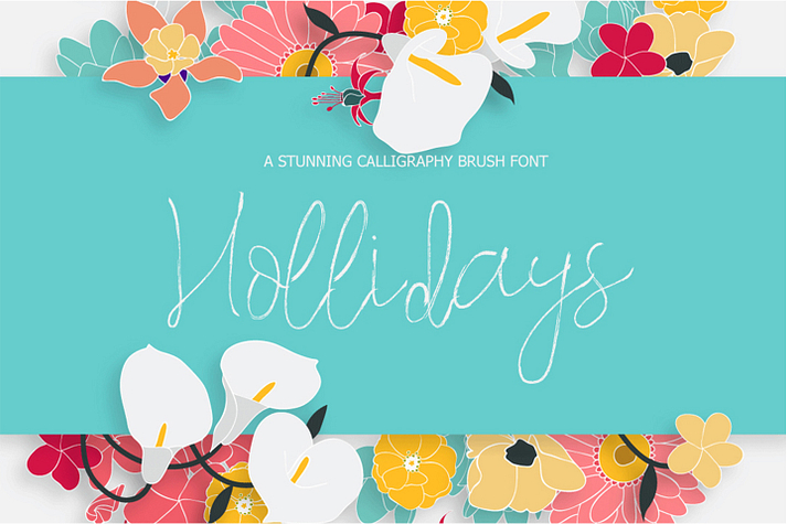 Hollidays is a new Handbrush script style sketched with calligraphy.