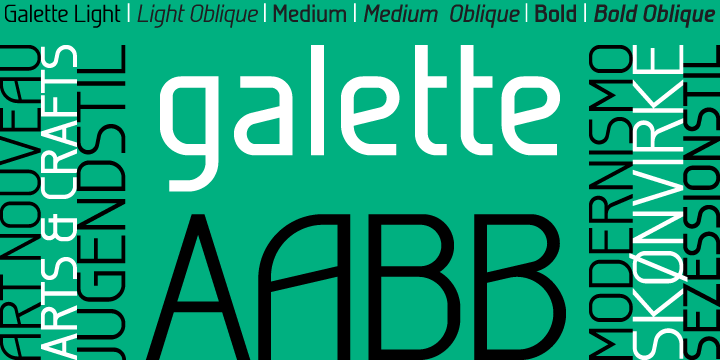 Galette is a contemporary all-purpose sans-serif for printing and online delivery, allowing the use of one layout both as printed material and online without loss of quality or legibility.