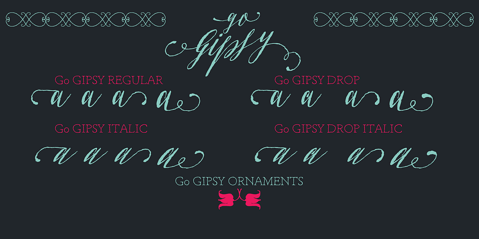 Displaying the beauty and characteristics of the Go Gipsy font family.